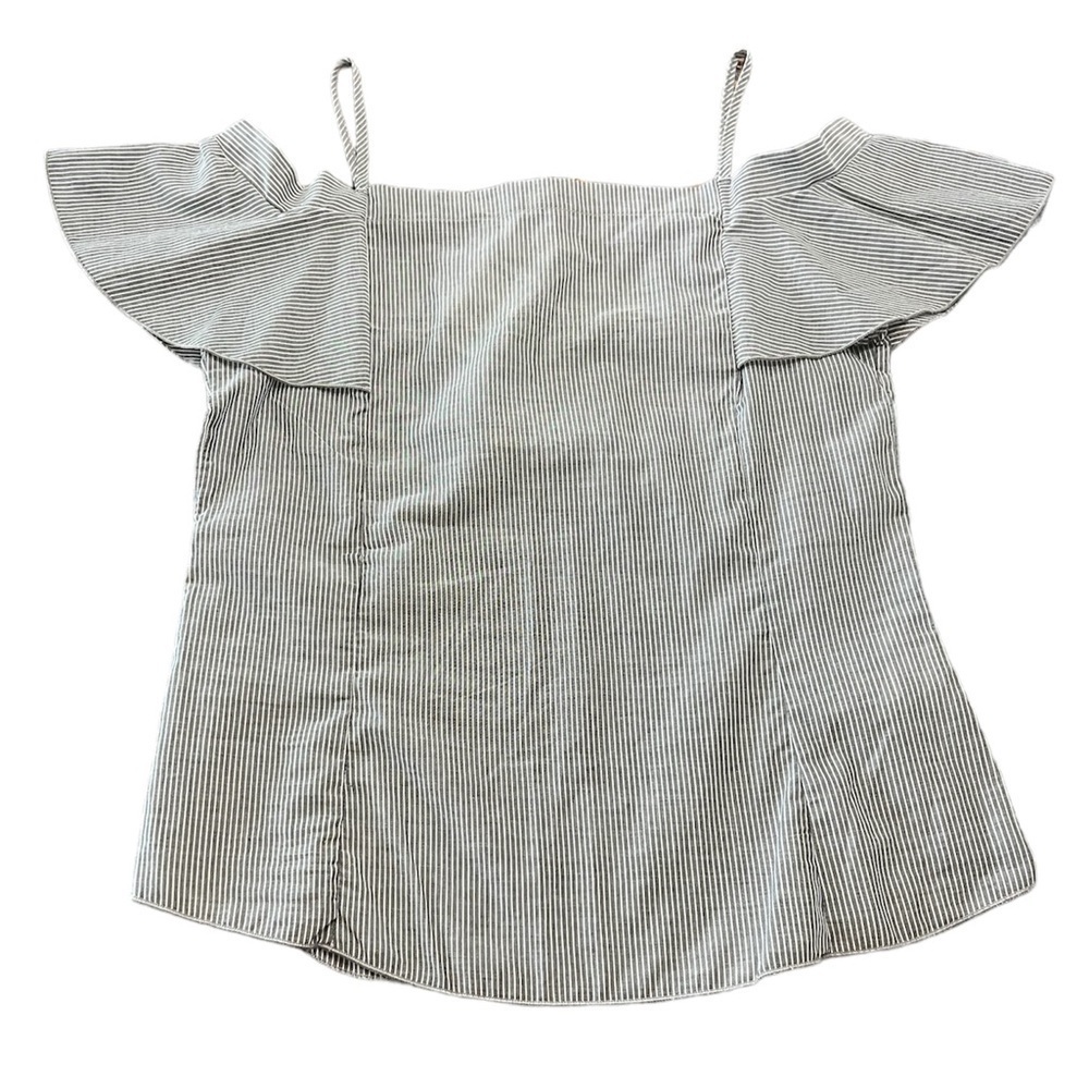 NWT Mine Off The Shoulder Top Gray & White Stripes Size Small